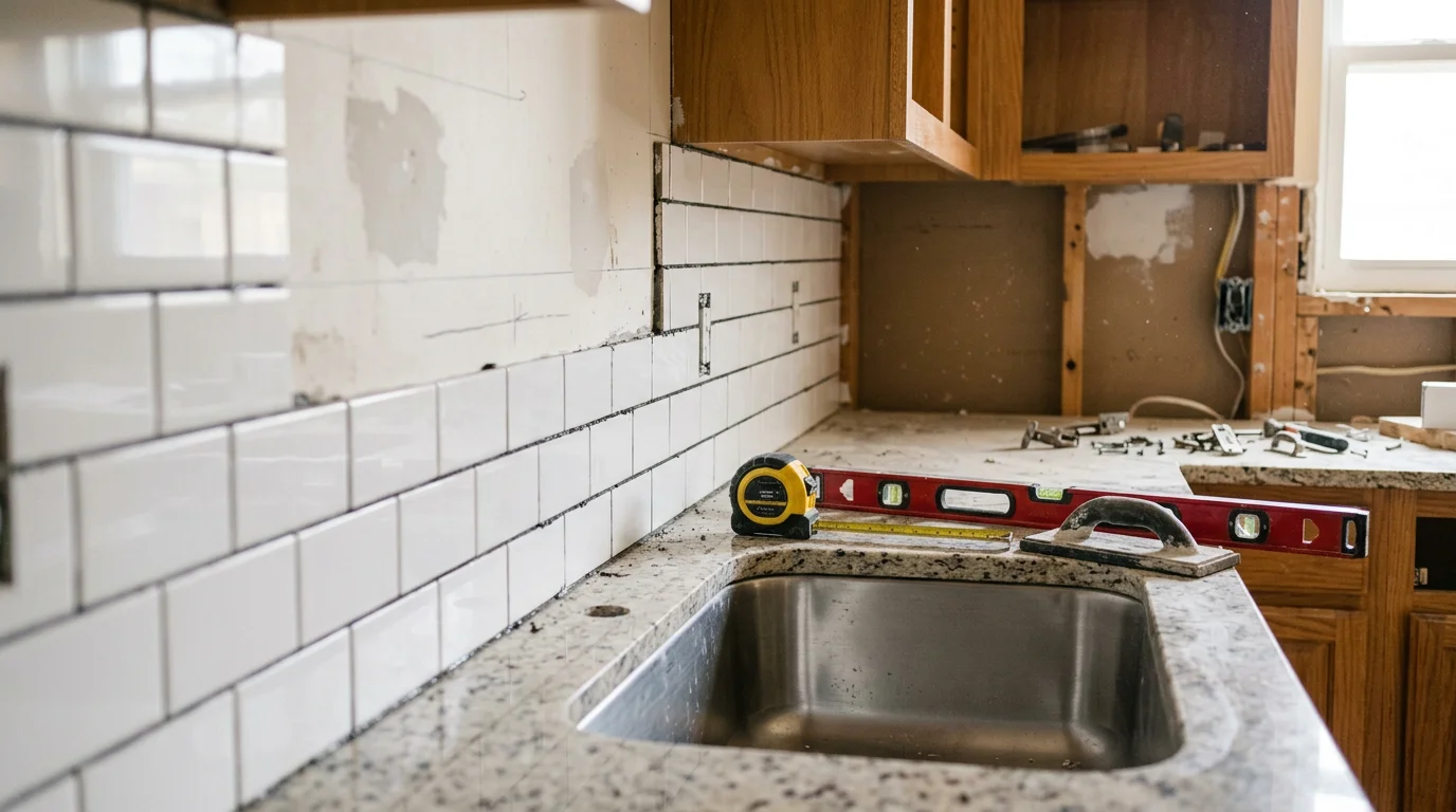 A remodeled kitchen inside a Dallas home showing updated cabinetry, new countertops, and improved lighting. The space reflects a clean, functional layout suited to everyday use in a North Texas home.